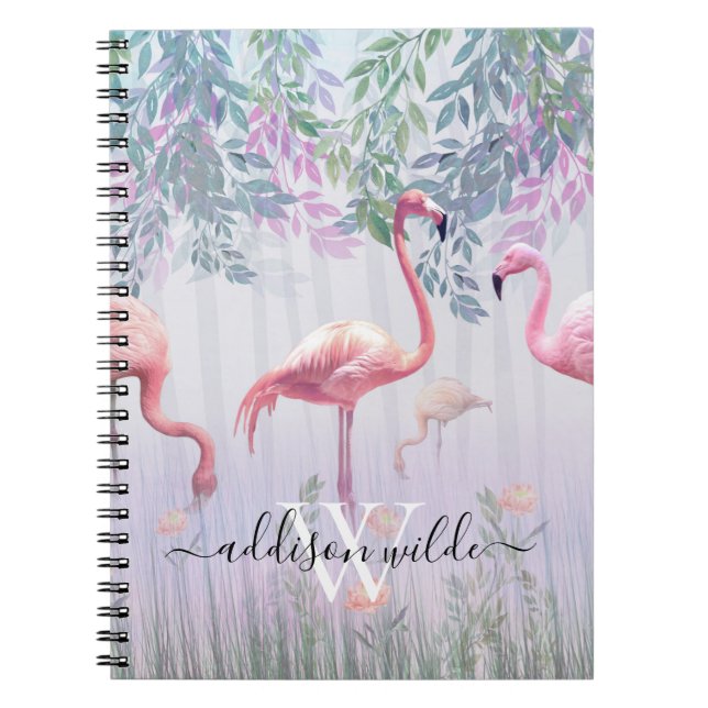 Tropische Niedliche Familie rosa Flamingos Wasserf Notizblock (Vorderseite)