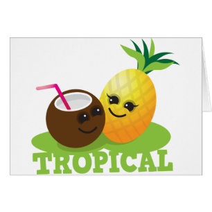 TROPISCHE niedliche Kawaii Kokosnuss und Ananas