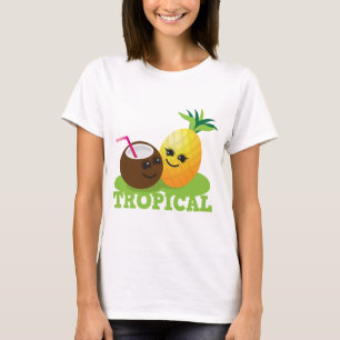 TROPISCHE niedliche Kawaii Kokosnuss und Ananas T-Shirt