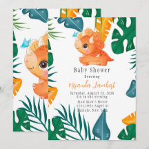 Tropische Niedliche Orange Dinosaur Babydusche