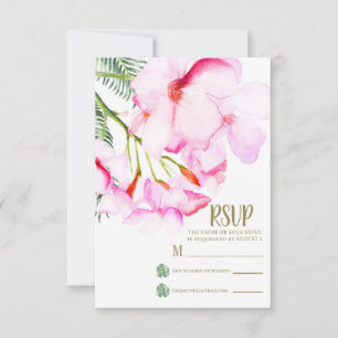 Tropische Oase Rosa Grüne Hawaiianische Florale RS RSVP Karte