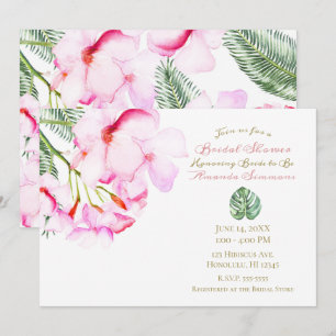 Tropische Oase Rosa Grüne Hawaiianische Hochzeitsd Einladung