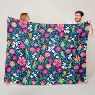 tropische Ohia Lehua und Plumeria Fleecedecke
