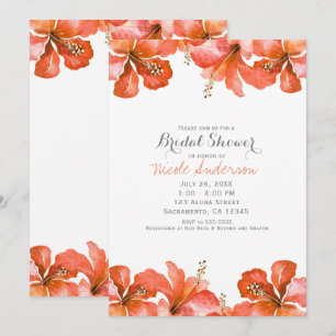 Tropische Orange Hibiskus Hawaiianische Party-Einl Einladung