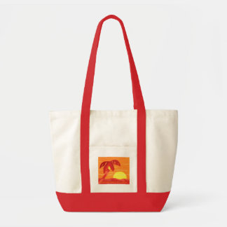 Tropische orange Sonnenuntergang-Tasche Tragetasche