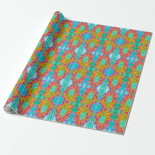Tropische Orange und Heißrosa Dekorative Dahlie Geschenkpapier