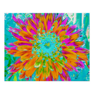 Tropische Orange und Heißrosa Dekorative Dahlie Poster