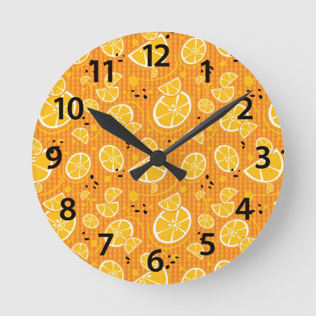 Tropische Orangenscheiben Wedges Zitrusfrüchte Runde Wanduhr (Vorderseite)
