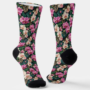 Tropische Orchideen-Botanische Eleganz Socken