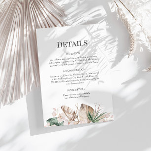 Tropische Orchideen- und Monstera-Hochzeits-Detail Einladung