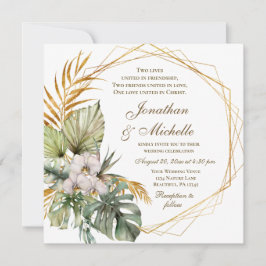 Tropische Orchids Palmen Christliche Hochzeit Einladung