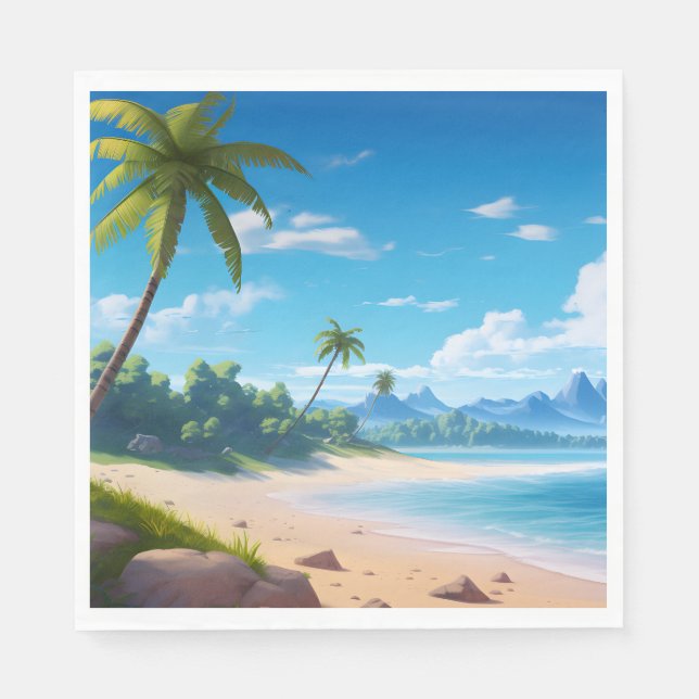 Tropische Ozeaninsel Sandstrand Küste Serviette (Vorderseite)