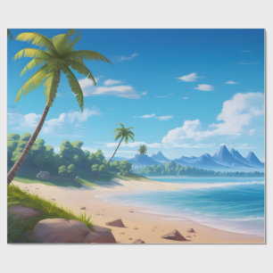Tropische Ozeaninsel Sandstrand Ufer Geschenkpapier