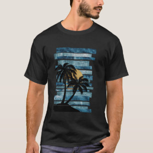 Tropische ozeanische Sonnenuntergangsstreifen T-Shirt