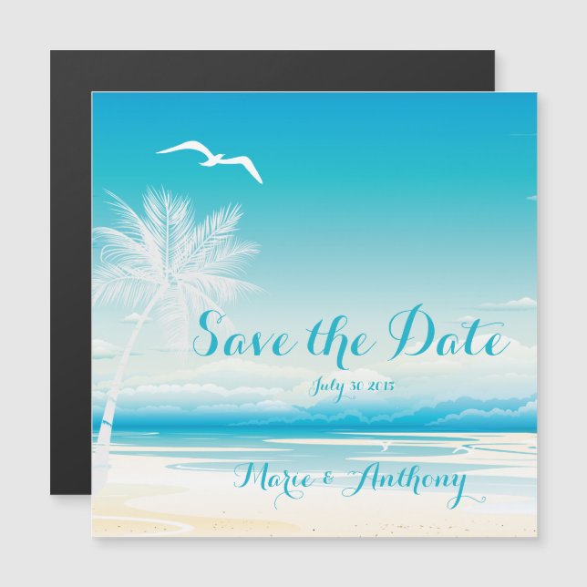 TROPISCHE OZEANTRÄUME Save the Date Magneteinladung (Vorne/Hinten)
