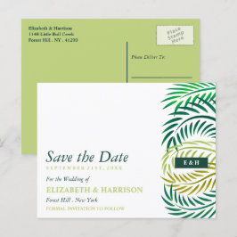 Tropische Palm-Blätter, Beach Wedding Save the Dat Postkarte