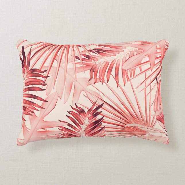 Tropische Palm-Blätter, hawaiianisches Stilmuster. Dekokissen (Vorderseite)