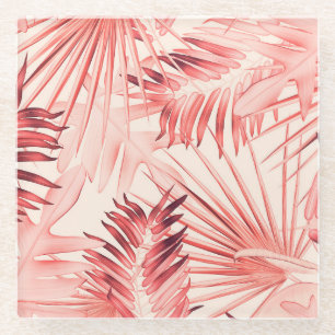Tropische Palm-Blätter, hawaiianisches Stilmuster. Glasuntersetzer