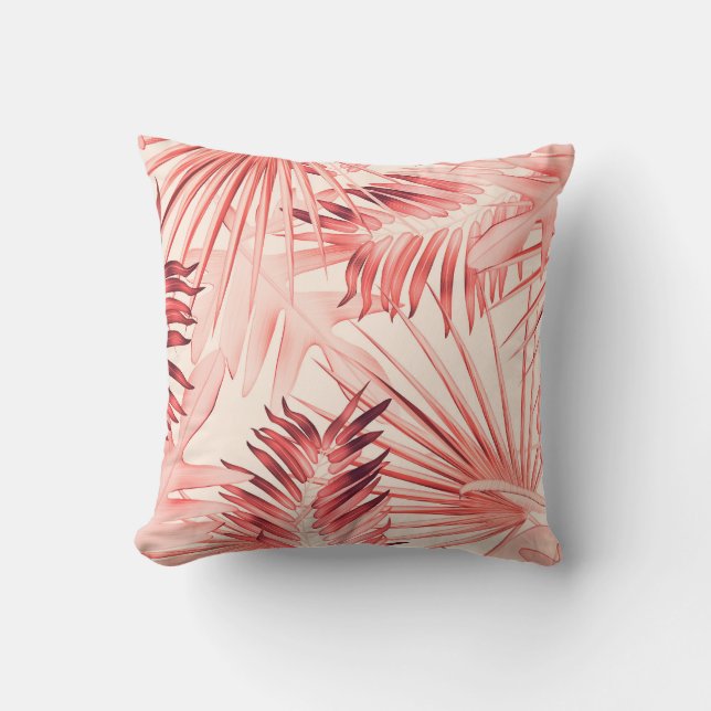 Tropische Palm-Blätter, hawaiianisches Stilmuster. Kissen (Vorderseite)