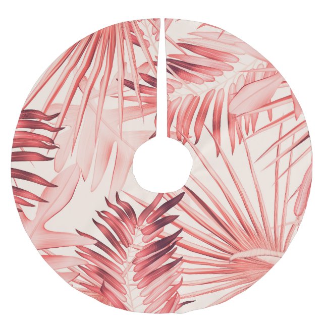 Tropische Palm-Blätter, hawaiianisches Stilmuster. Polyester Weihnachtsbaumdecke (Vorderseite)