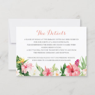 Tropische Palm-Blätter Hochzeitdetails Beipackkart Einladung