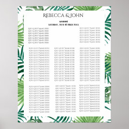 Tropische Palm-Blätter Hochzeitskarte Poster
