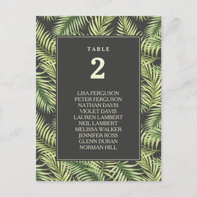 Tropische Palm-Blätter Hochzeitskarte Postkarte (Vorderseite)