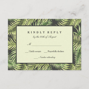 Tropische Palm-Blätter HochzeitsrSVP-Karte RSVP Karte