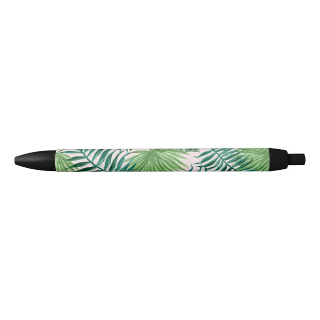 Tropische Palm-Blätter im Hintergrund in Rosa Kugelschreiber (Vorderseite)