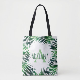 Tropische Palm-Blätter und Anfangsbuchstaben mit N Tasche