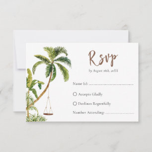 Tropische Palmbaum-Hochzeits-RSVP-Karte RSVP Karte