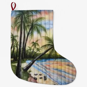 TROPISCHE PALMBÄUME STRANDSTRÄNDE GROßER WEIHNACHTSSTRUMPF