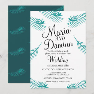 Tropische Palmblatt-Illustration Grün Hochzeit Einladung
