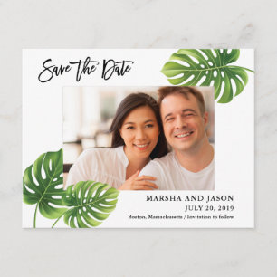 Tropische Palmblatt-Save the Date Karte