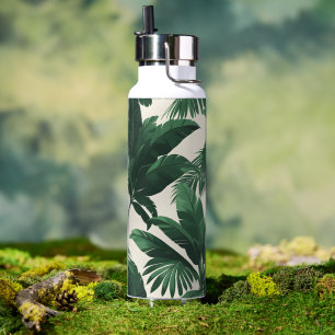 Tropische Palmblätter Grüne botanische Wasserfla Trinkflasche