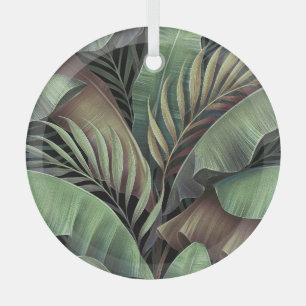 Tropische Palmblätter, handgezeichnete 3D-Illustra Ornament Aus Glas