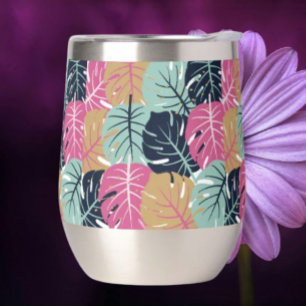 Tropische Palmblätter in Rosa & Blau