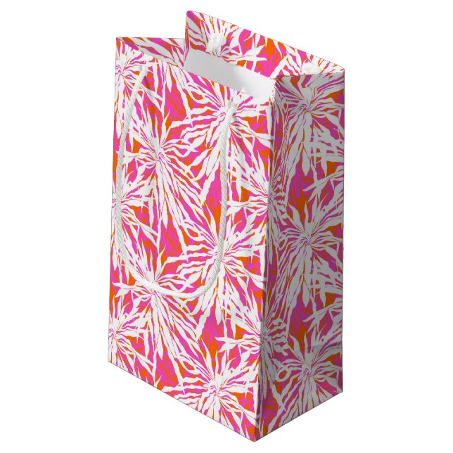 Tropische Palmblätter Kleine Geschenktüte (Rückseite Schrägansicht)