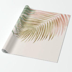 Tropische Palmblätter Pastell Rosa Grün Blau Geschenkpapier