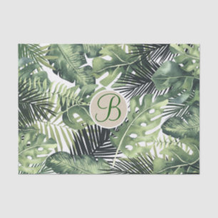 Tropische Palmblätter Schick Monogramm Buchstabe I Seidenpapier