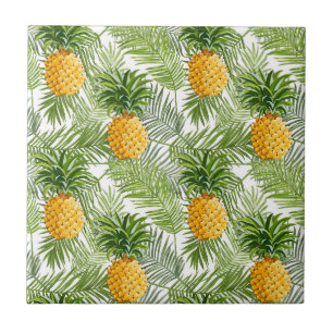 Tropische Palmblätter u. Ananas Fliese