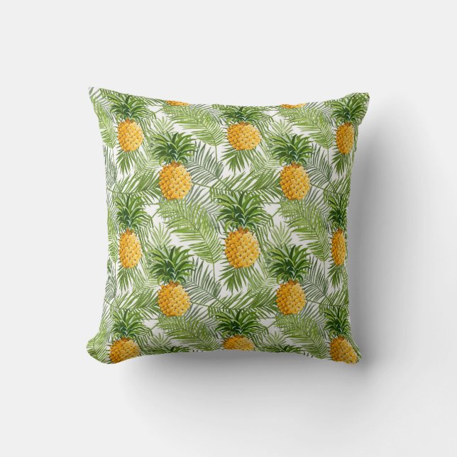 Tropische Palmblätter u. Ananas Kissen (Vorderseite)