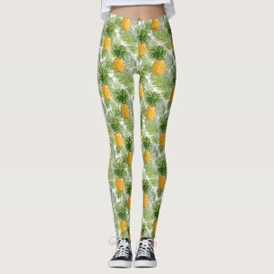 Tropische Palmblätter u. Ananas Leggings
