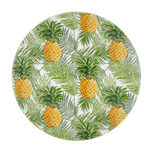 Tropische Palmblätter u. Ananas Schneidebrett