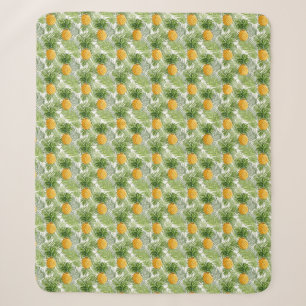 Tropische Palmblätter u. Ananas Sherpadecke