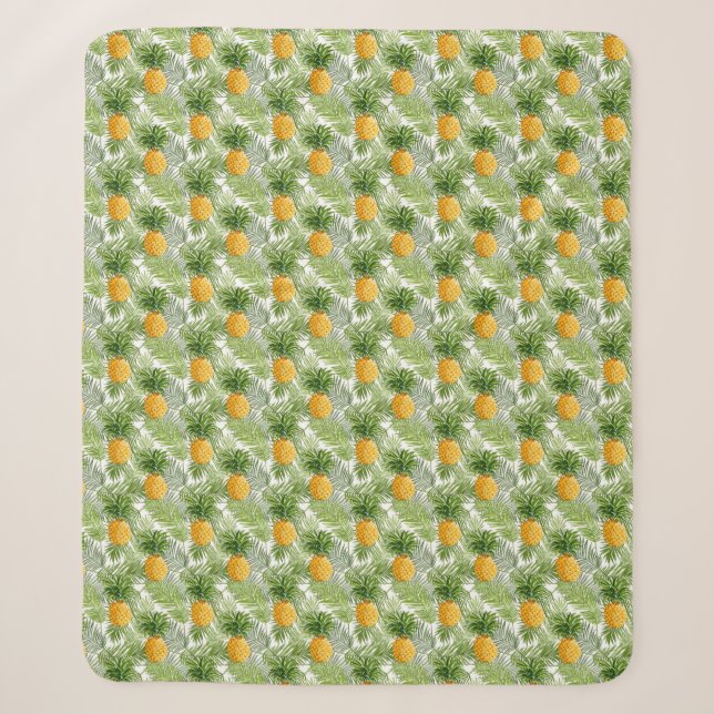 Tropische Palmblätter u. Ananas Sherpadecke (Vorderseite)