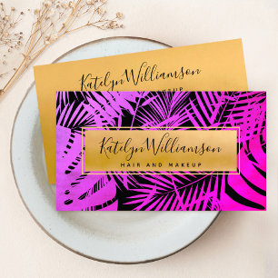 Tropische Palme heiß rosa Ombre Gold Schrift stilv Visitenkarte