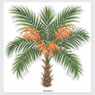 Tropische Palme mit leuchtend orangen Blüten Aufkleber