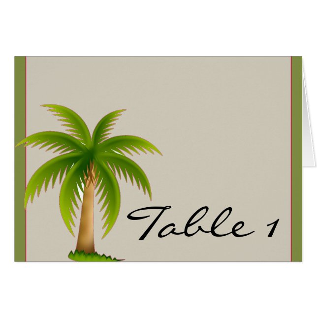 Tropische Palme-Tischnummerzeltkarte (Vorderseite (Horizontal))