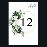 Tropische Palme und weiße Tischnummer<br><div class="desc">Dress up your wedding or Party Tische mit Ihrer Tropical Palm & White Floral Tischnummer Card.</div>